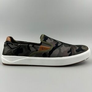 OluKai Lae'ahi Pa'i Mens 10 Green Camo Comfort Slip On Shoes 10444-6ZKE NEW